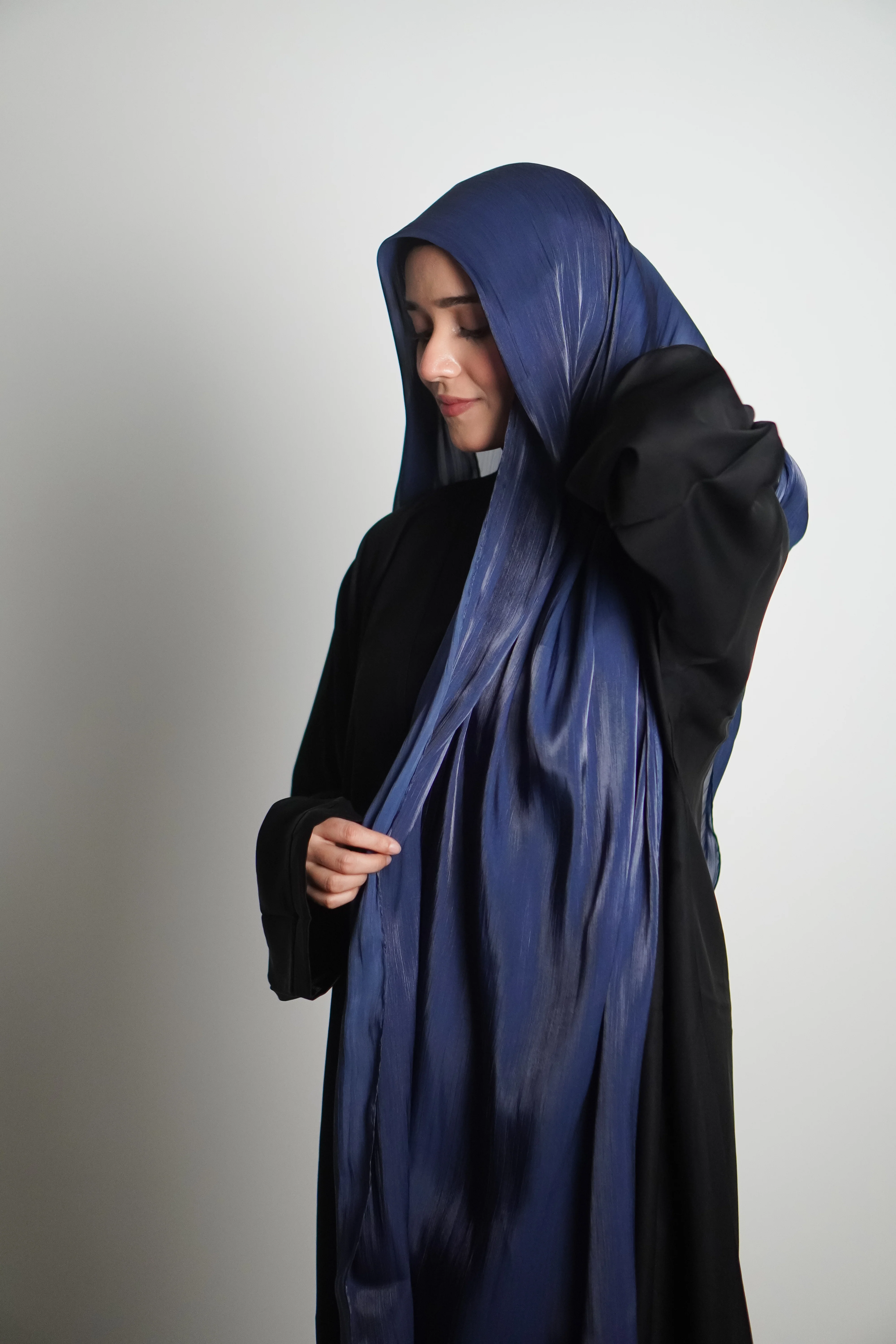 Premium Organza Hijab - Royal Blue - Image 5