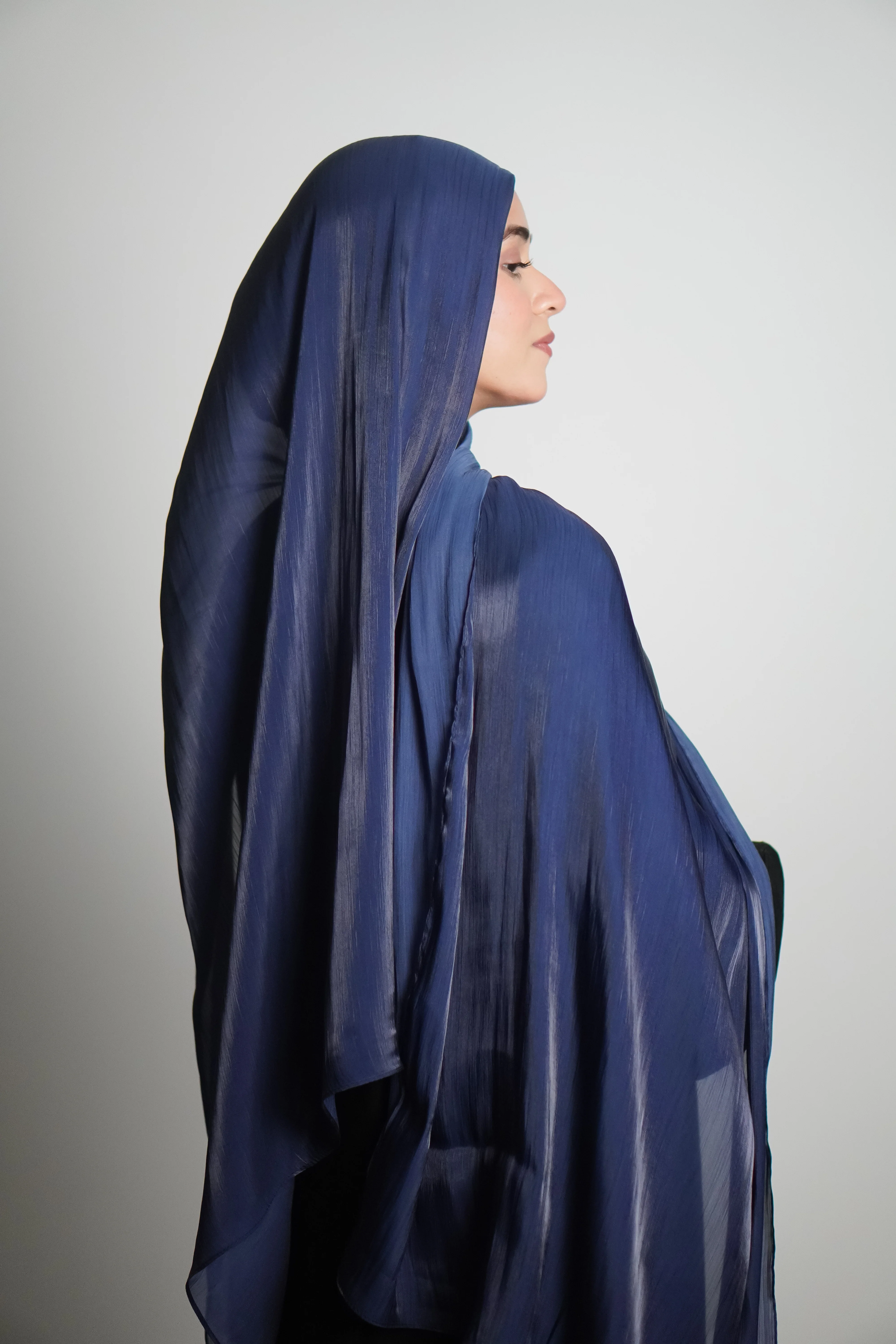 Premium Organza Hijab - Royal Blue - Image 7