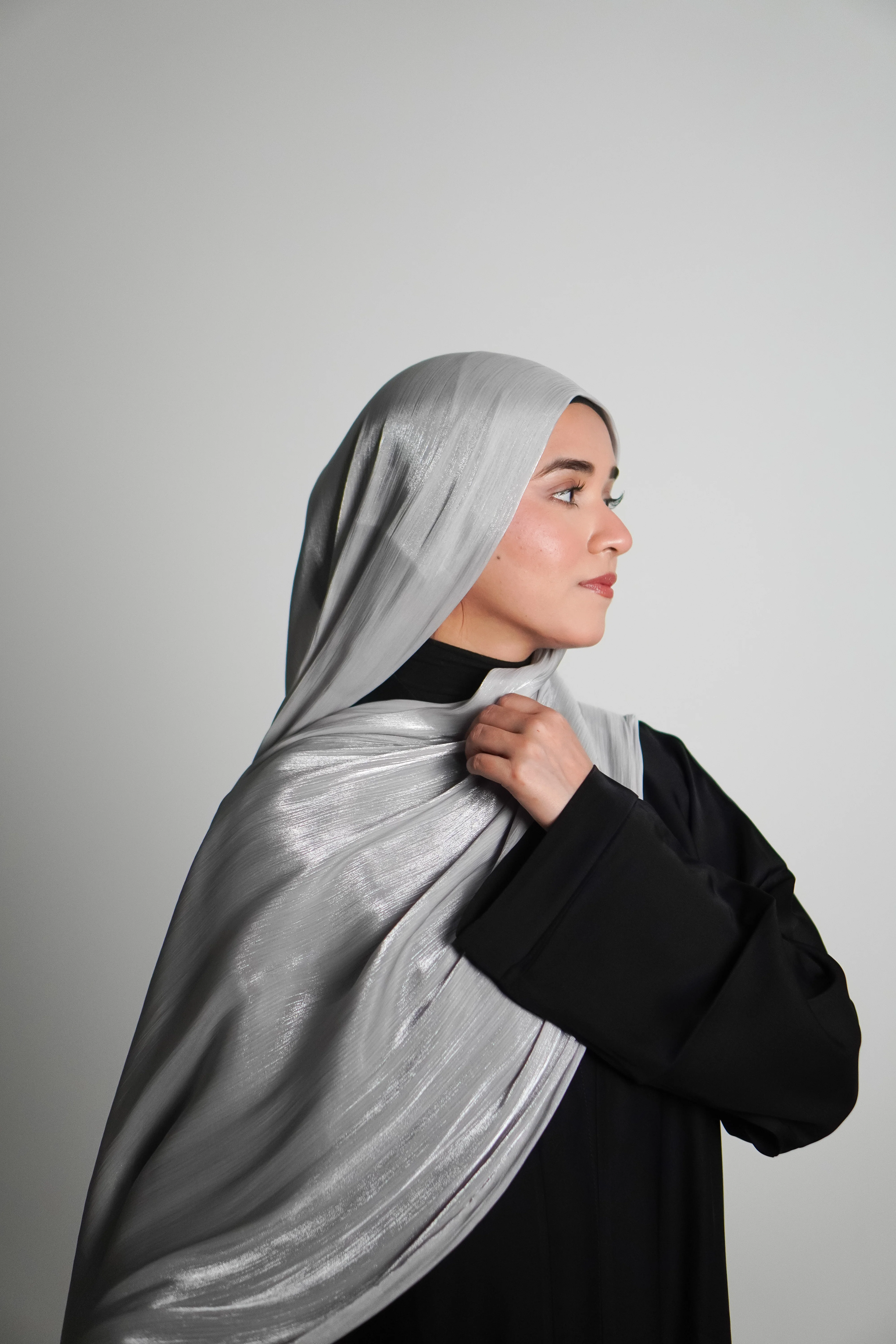 Premium Organza Hijab - Silver Grey - Image 3