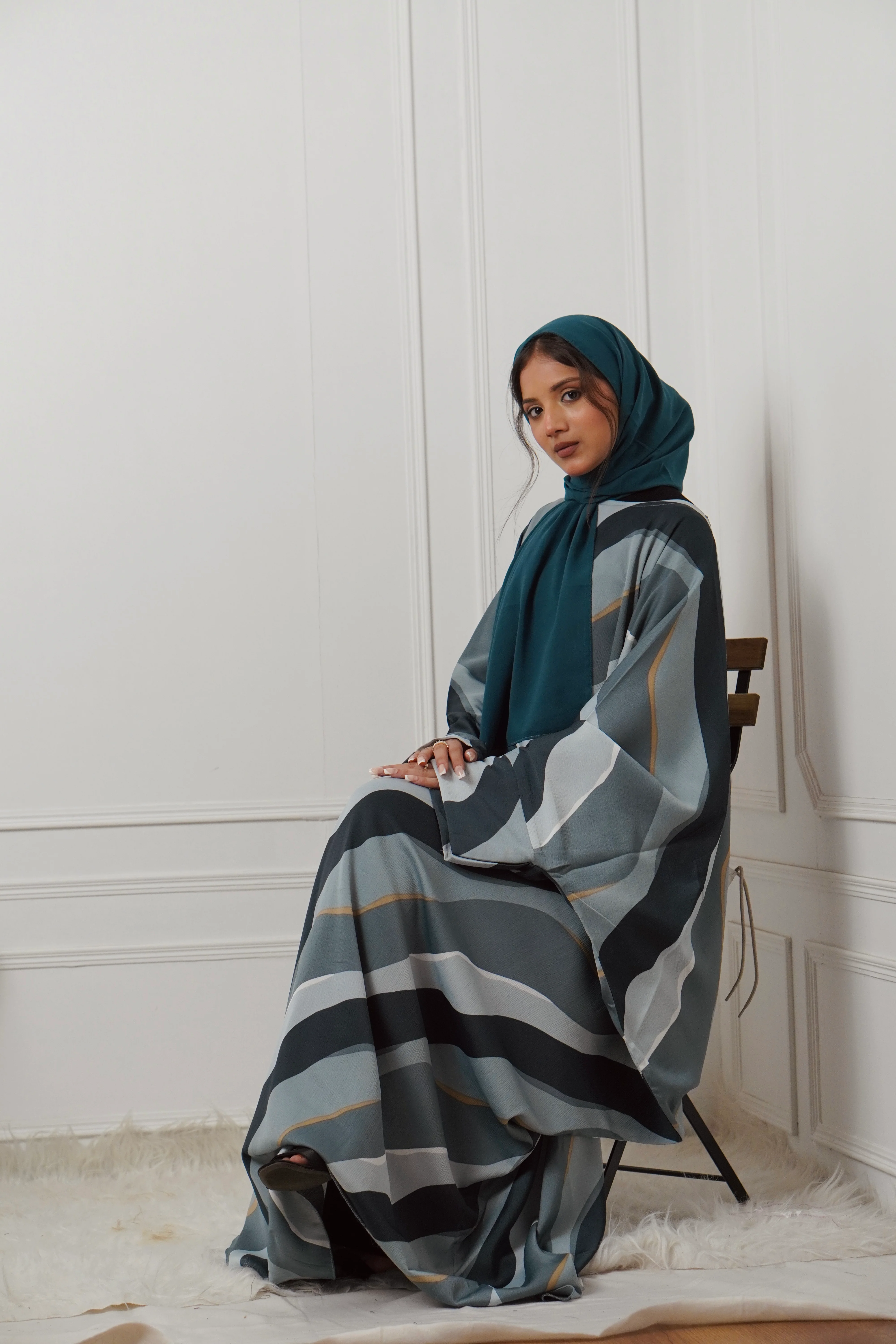 Y2K PRINTED ABAYAH - TURQUOISE - Image 7