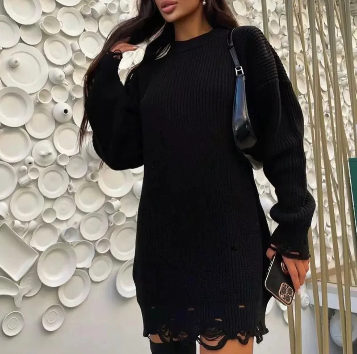 Pullover Women Sweater Dress - Oversized - Image 17