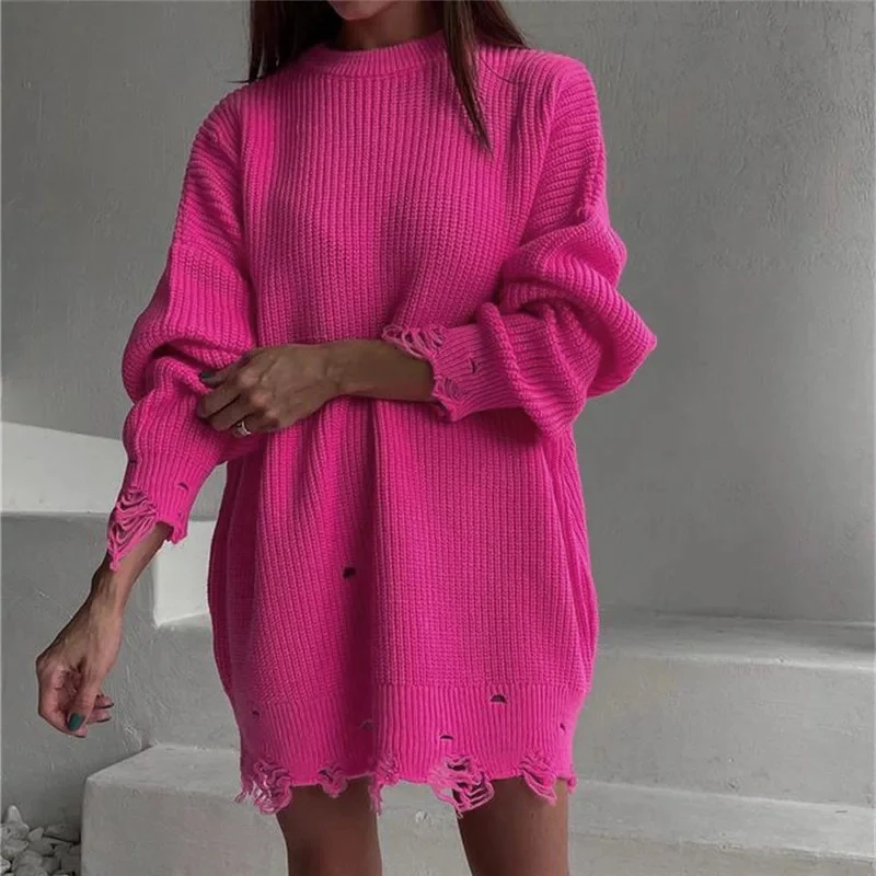 Pullover Women Sweater Dress - Oversized - Image 3