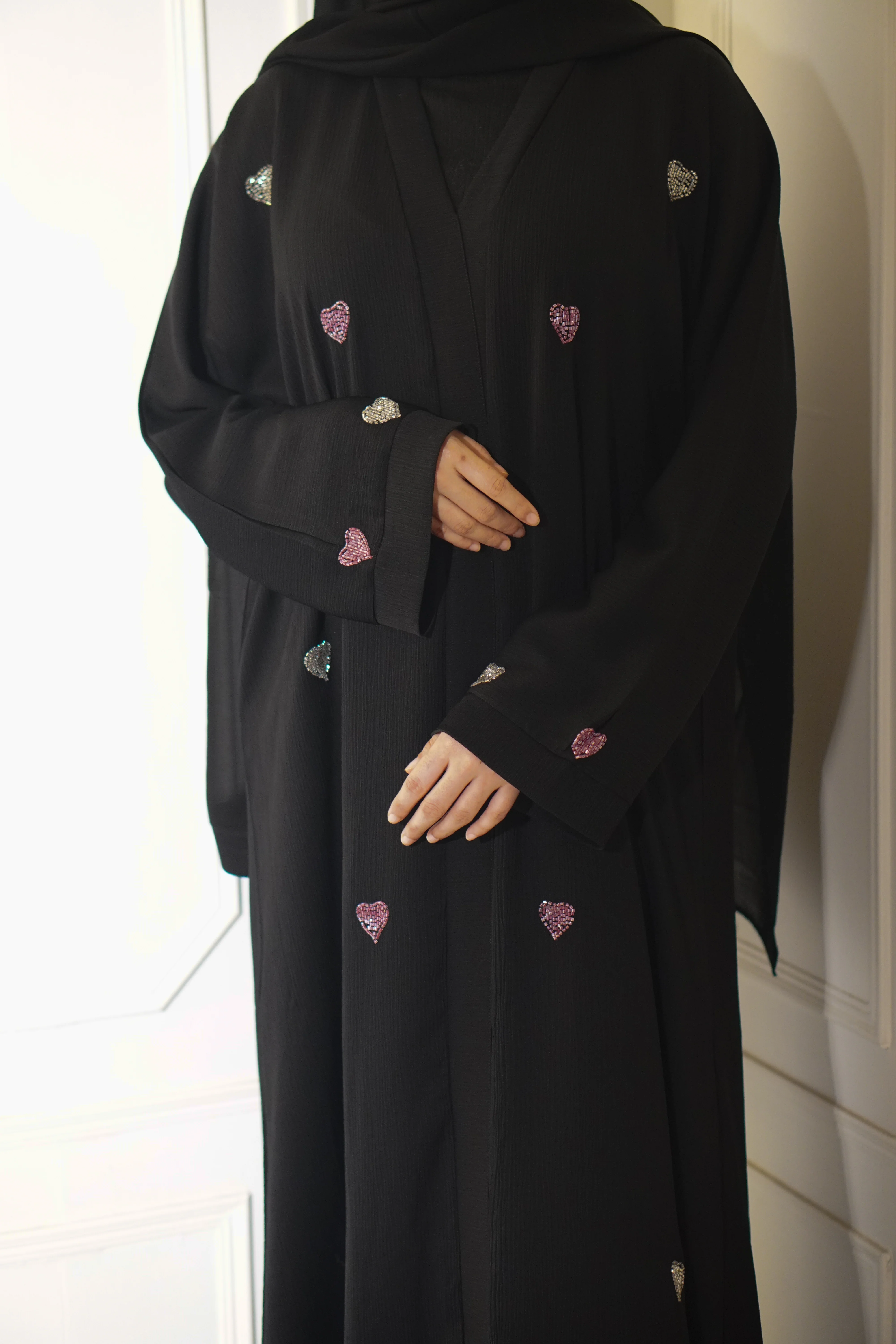 Qalbi Abayah - Pink & Silver - Image 11