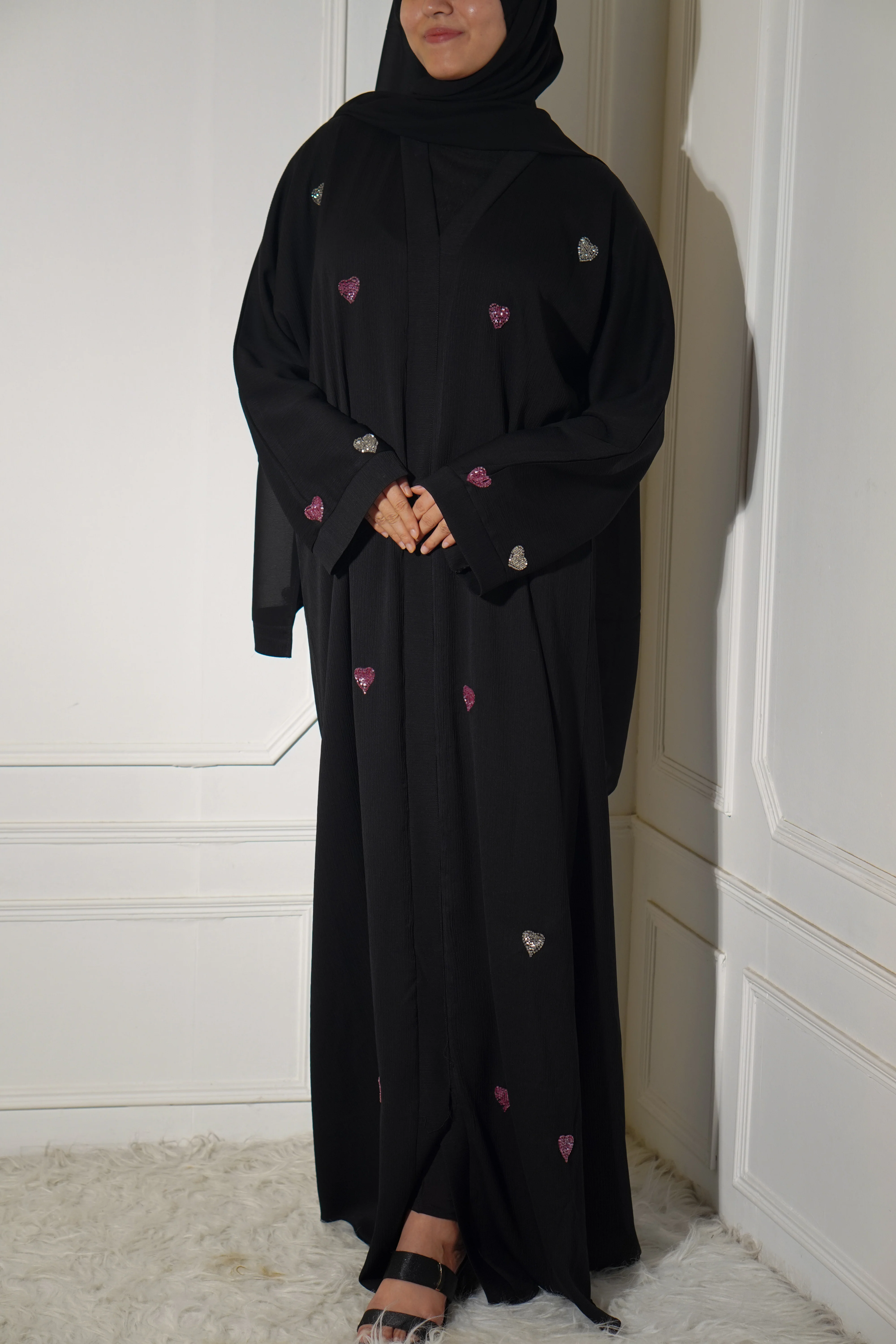 Qalbi Abayah - Pink & Silver - Image 16