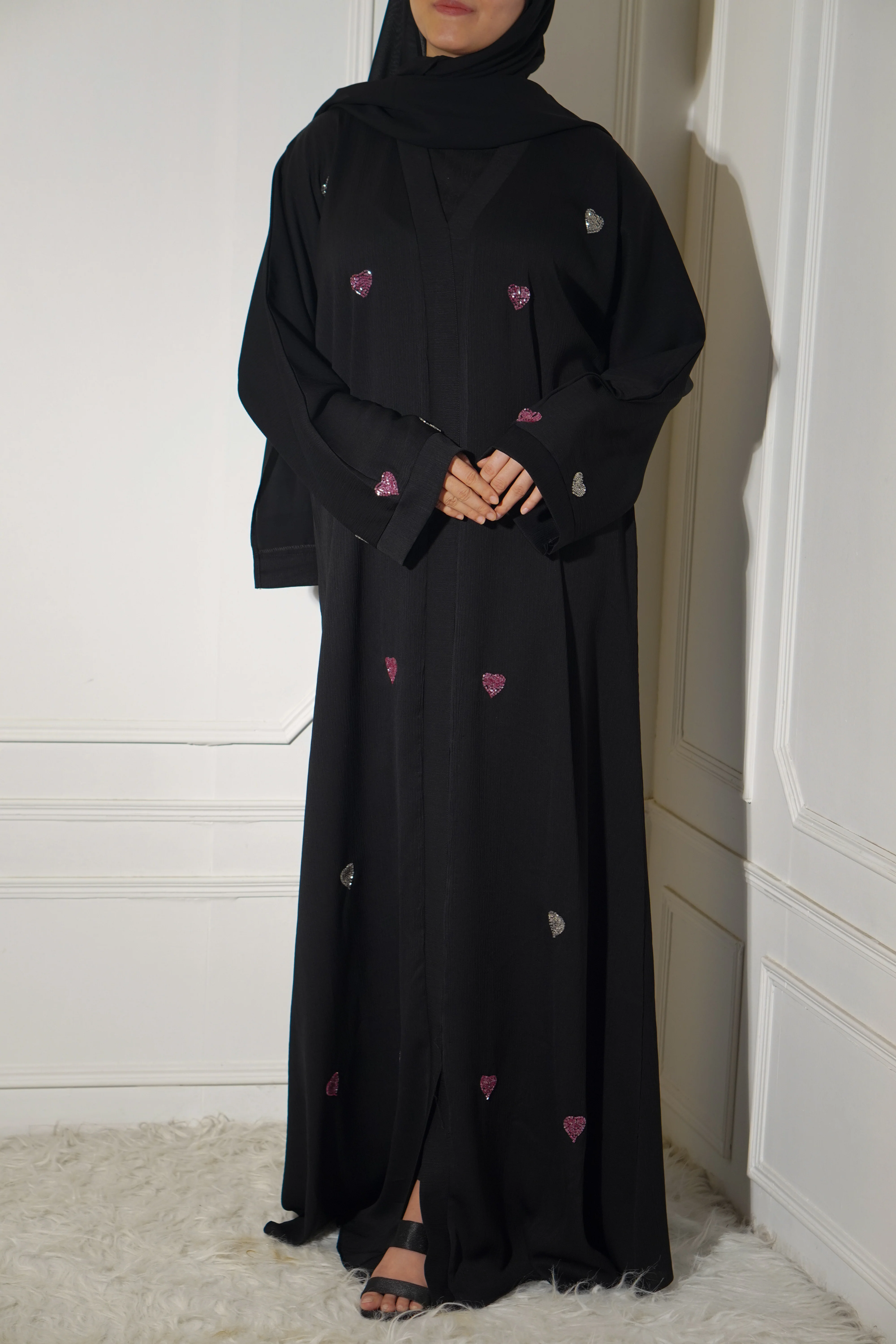 Qalbi Abayah - Pink & Silver - Image 18
