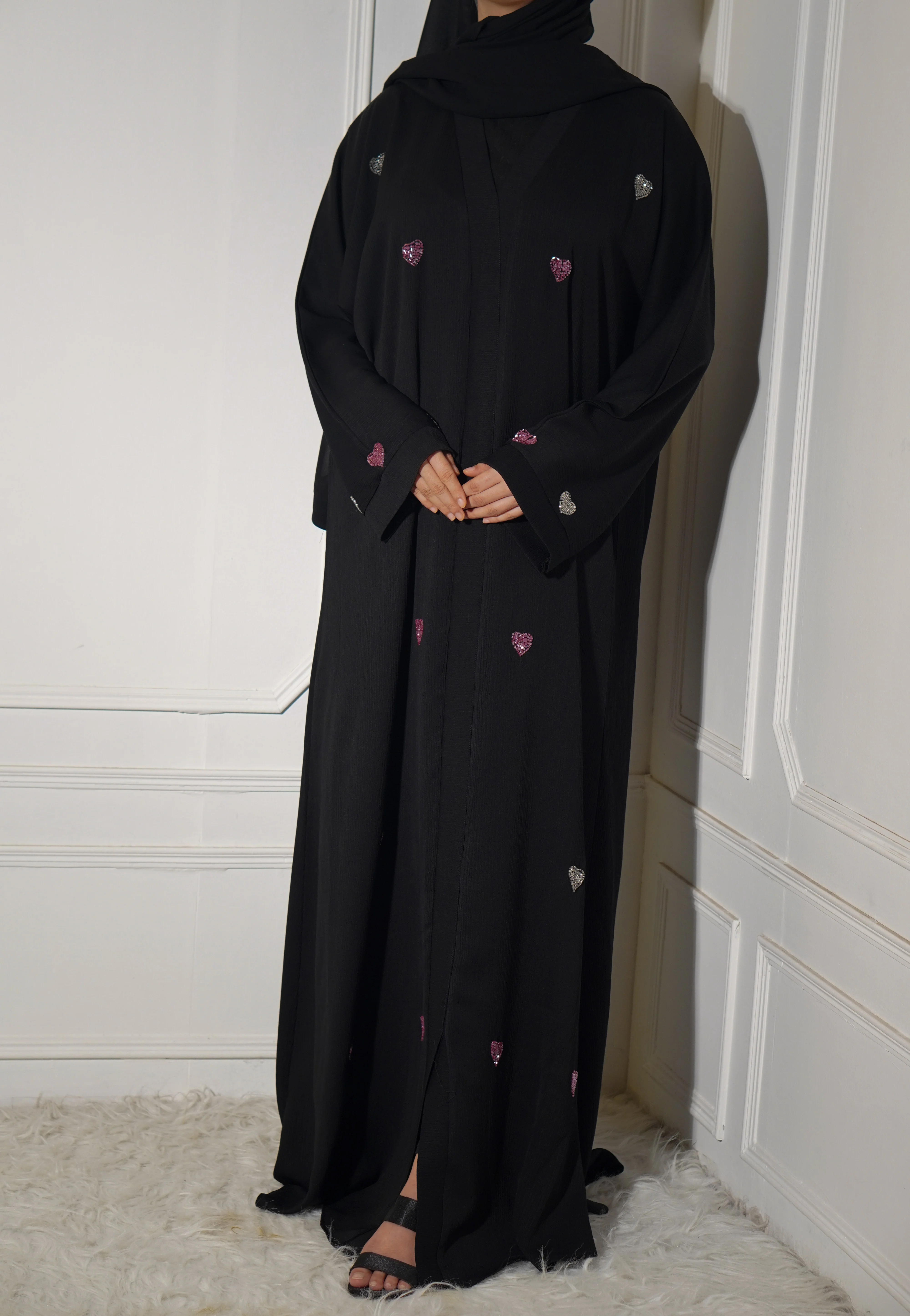 Qalbi Abayah - Pink & Silver - Image 19