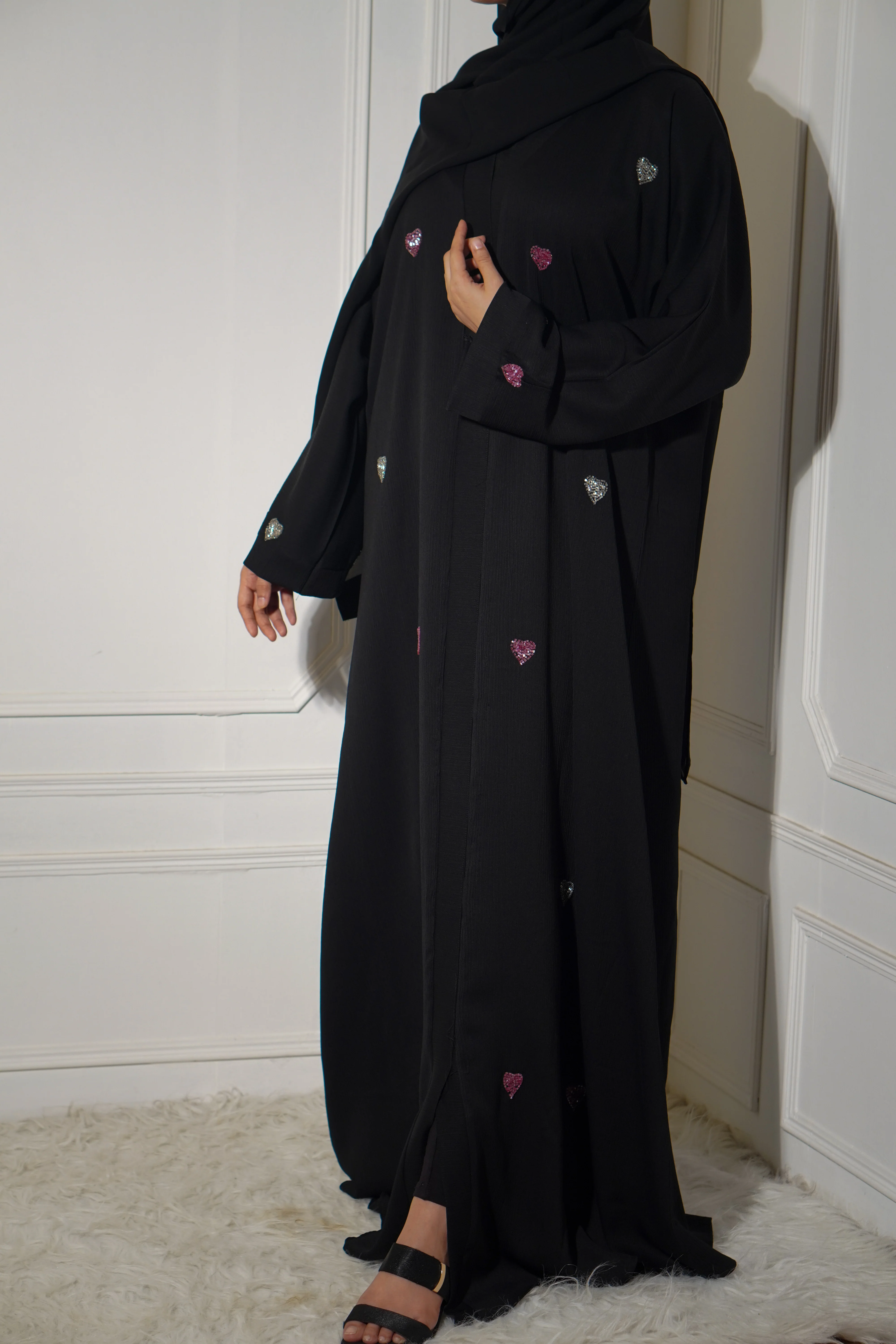 Qalbi Abayah - Pink & Silver - Image 22