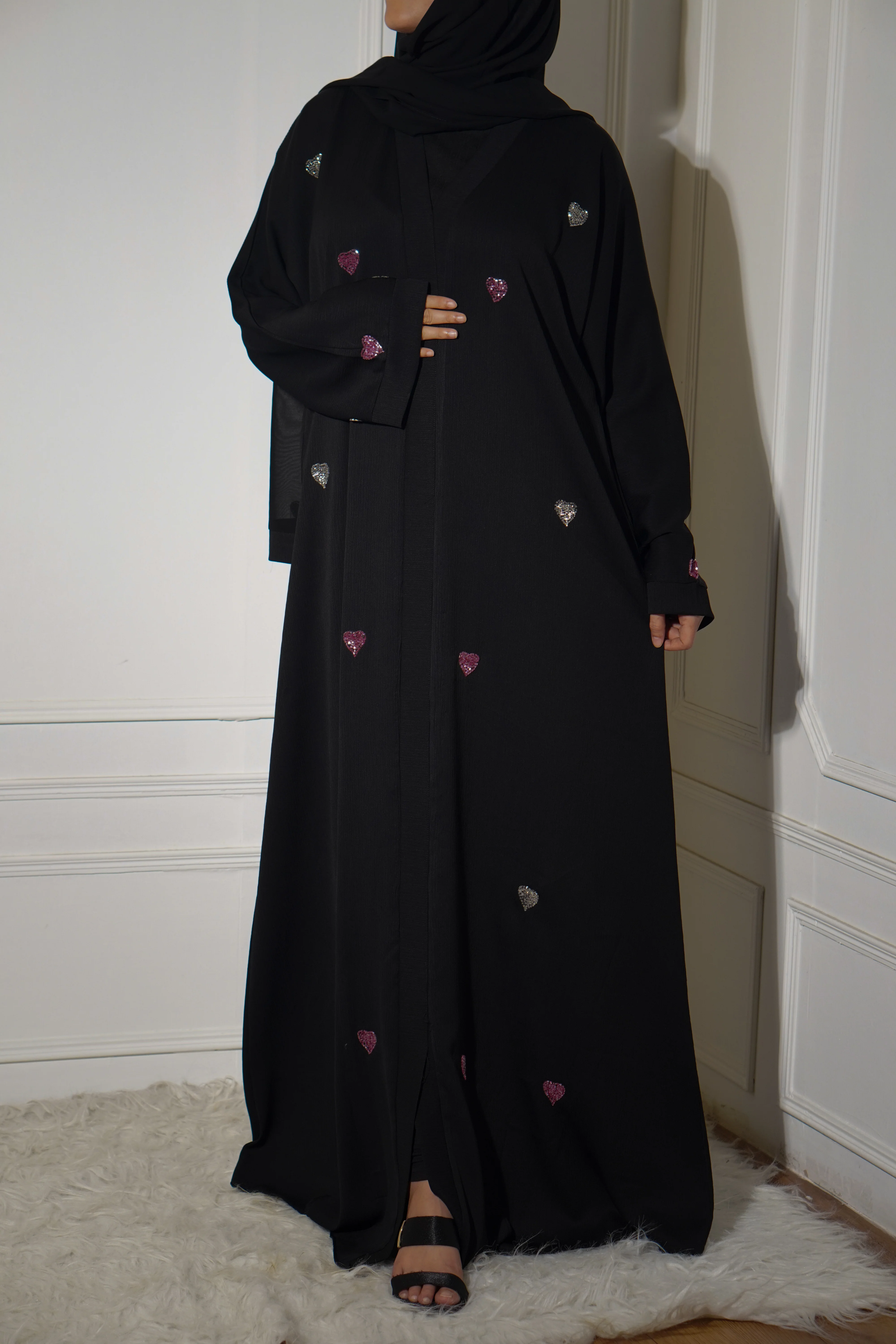 Qalbi Abayah - Pink & Silver - Image 23