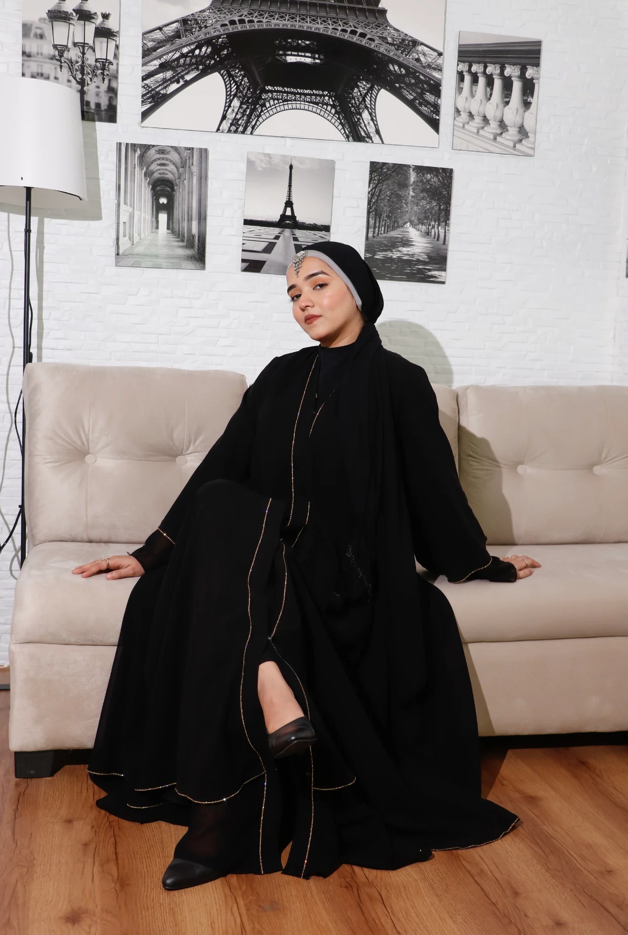 Rhinestone Abayah - Midnight Black - Image 3