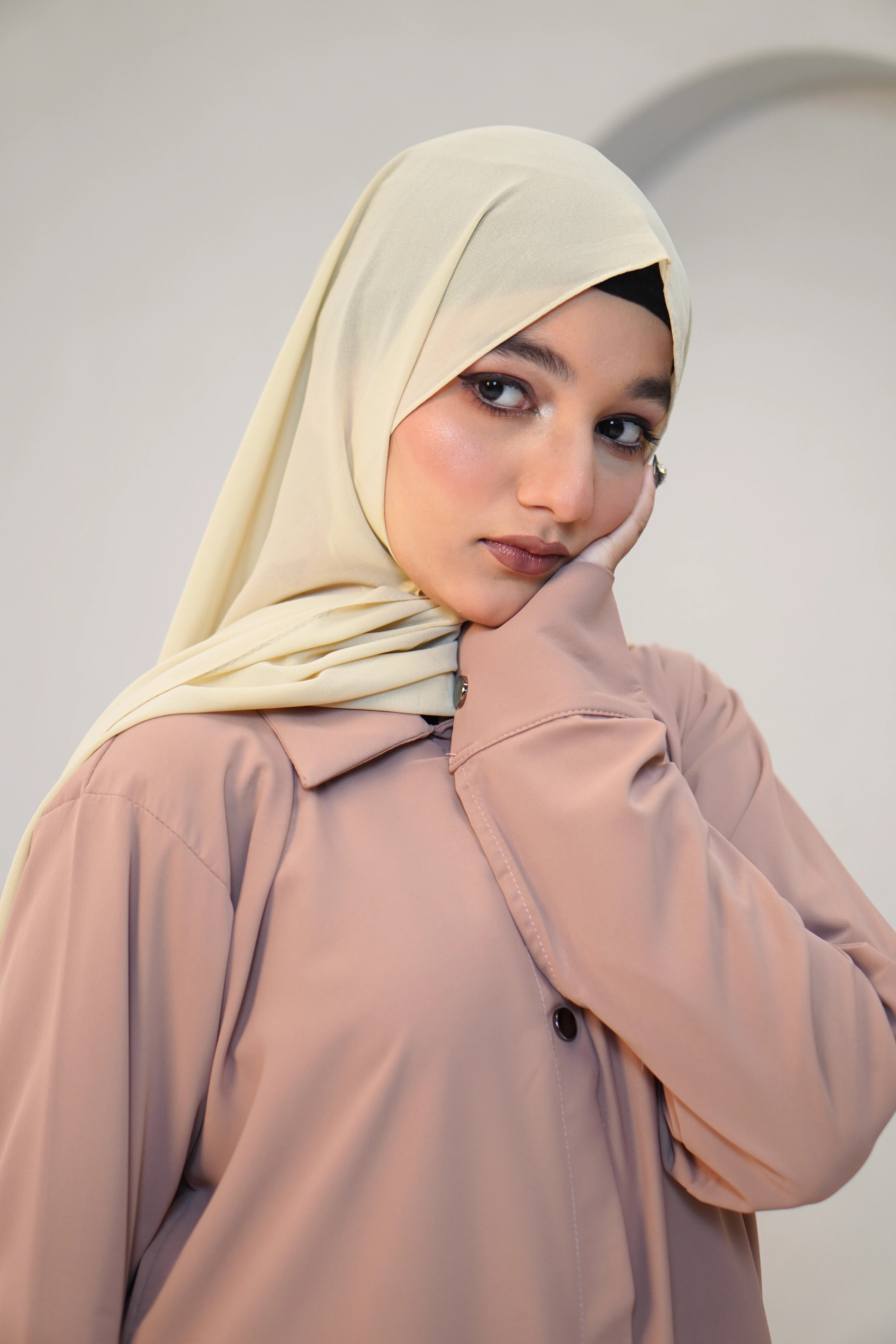 Modest Shirt Dress - Blush Pink - Image 6